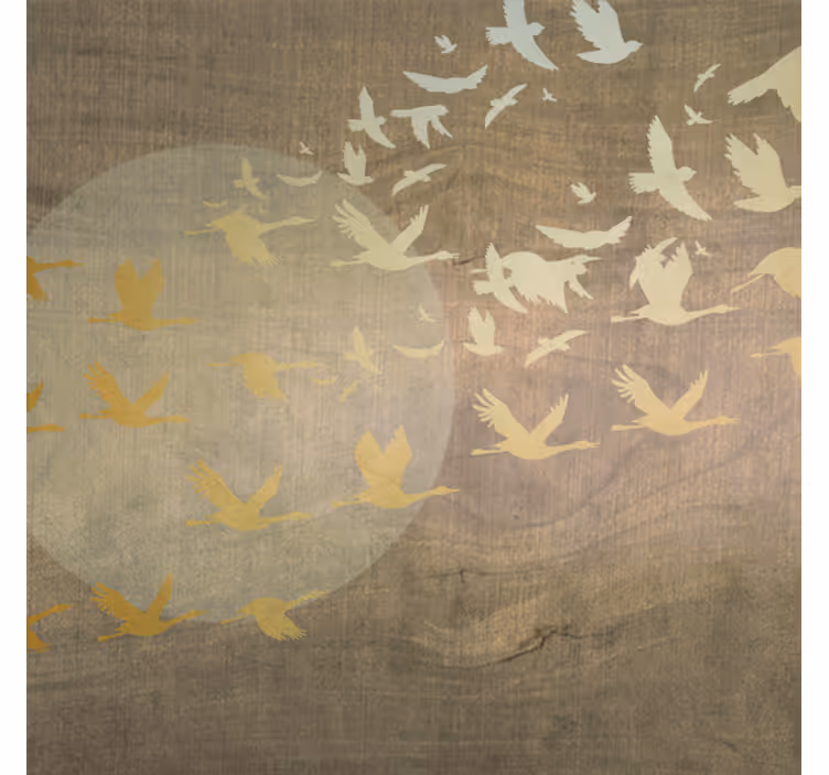 Golden oriental sun with birds living room blind - TenStickers