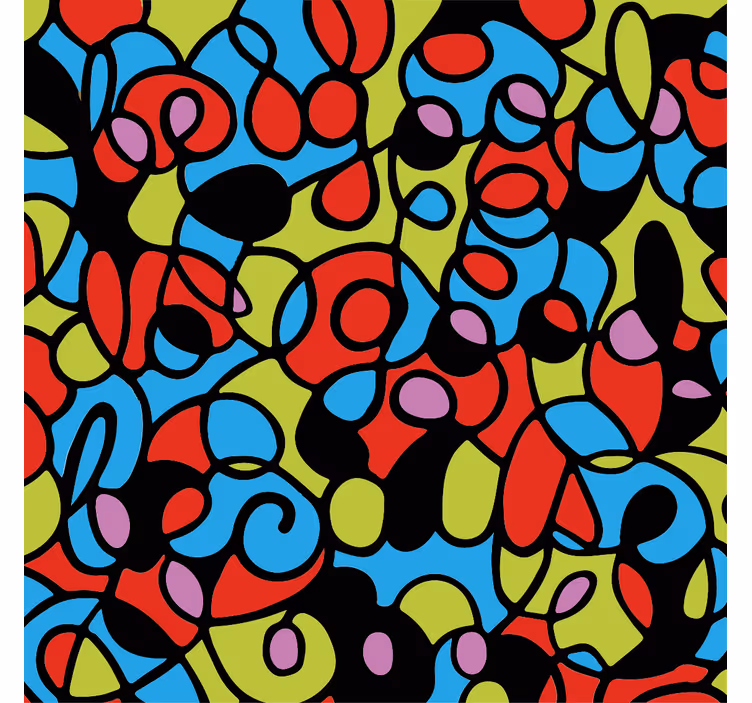 Colorful design with irregular black lines living room blind - TenStickers