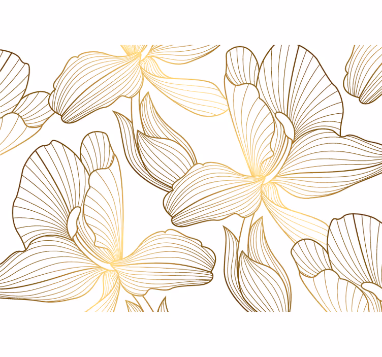 Blind bedroom with golden blossoms - TenStickers