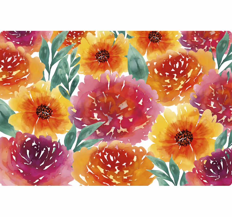 Blind bedroom colorful floral tile design - TenStickers