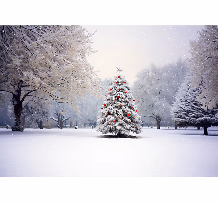 White window blind christmas fir in the snow - TenStickers