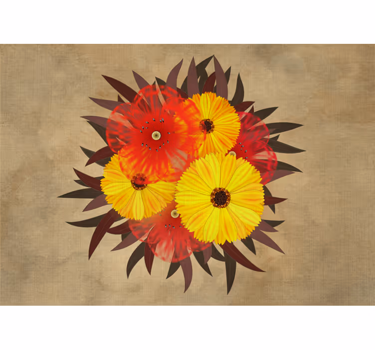Blind beige red and yellow poppies - TenStickers