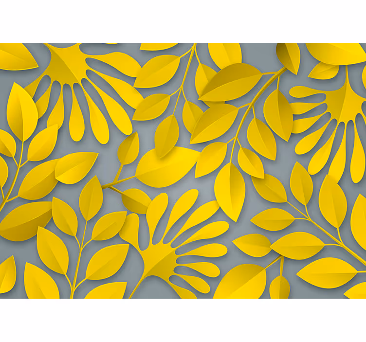 Blind bedroom with grey and yellow leaves - TenStickers