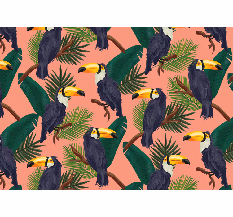 Blind bedroom with exotic pink toucan landscape - TenStickers