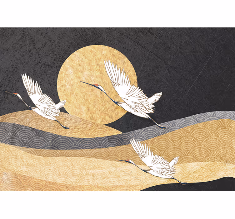 Blind bedroom with soaring oriental birds - TenStickers