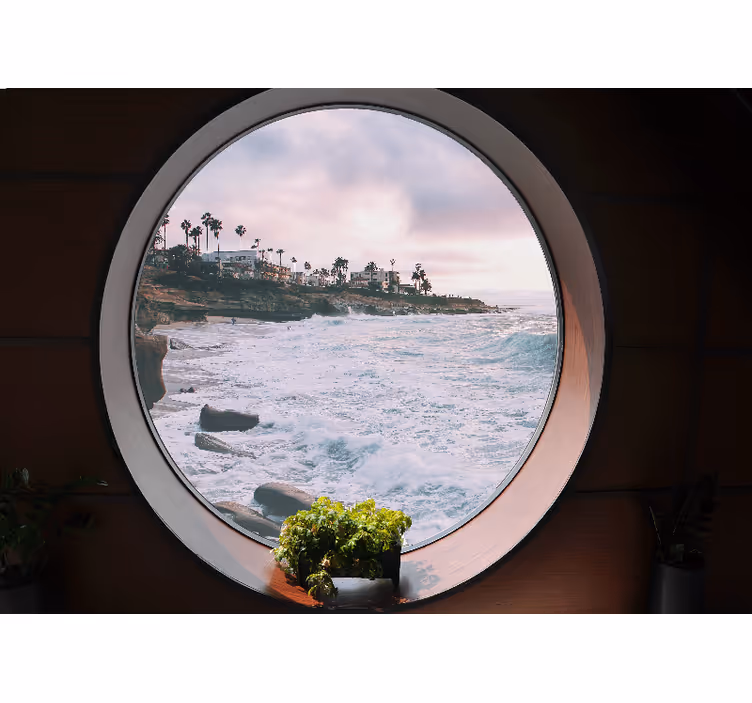 Blind bedroom 3d seascape shore with rocks - TenStickers
