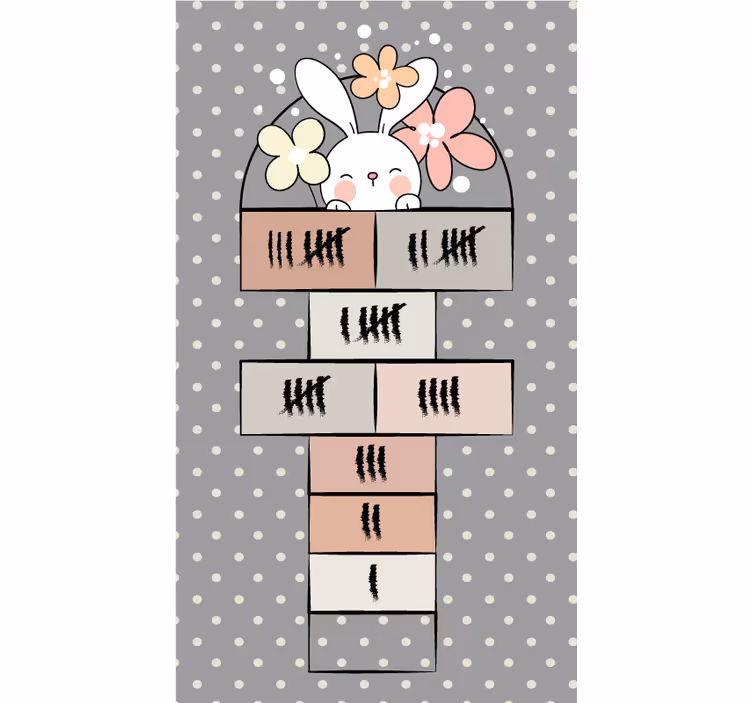 Blind grey nordic rabbit hopscotch mat - TenStickers