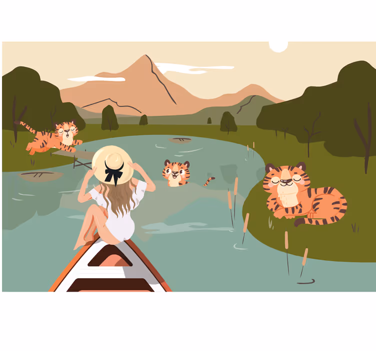 Blind bedroom girl and tiger jungle animals - TenStickers
