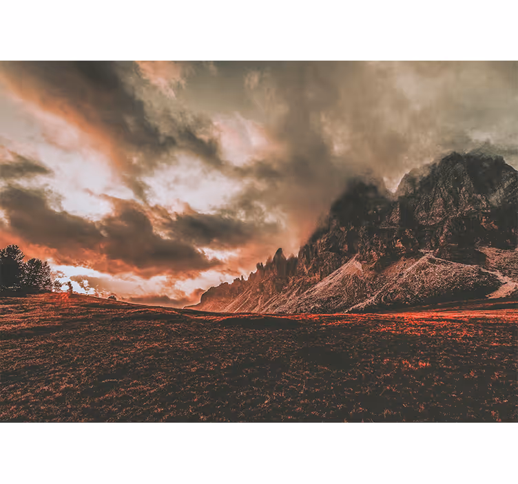 Living room blind with mountains and colorful sky - TenStickers