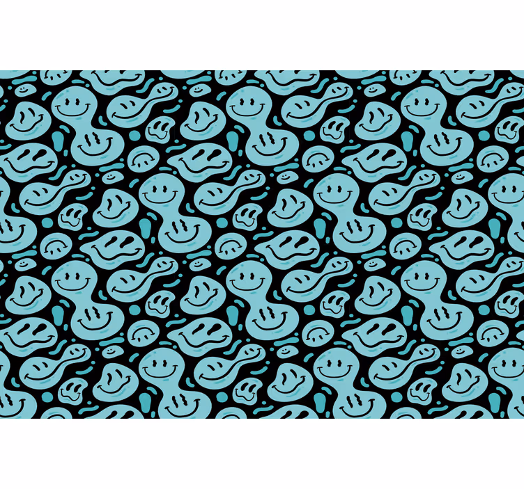 Blind bedroom with black and blue smiley faces - TenStickers