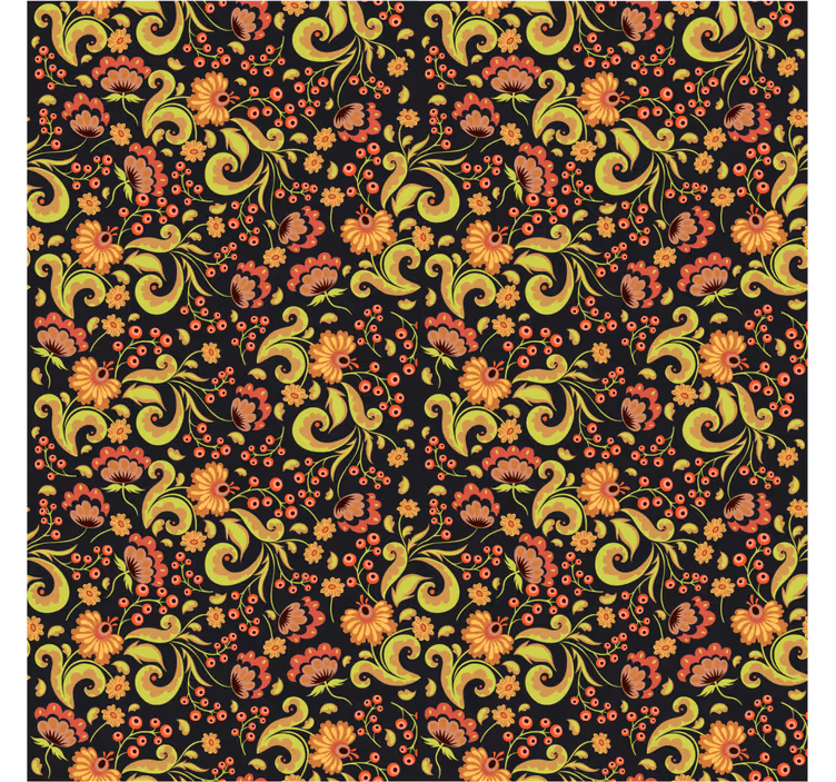 Blind bedroom in floral yellow and red russian style - TenStickers