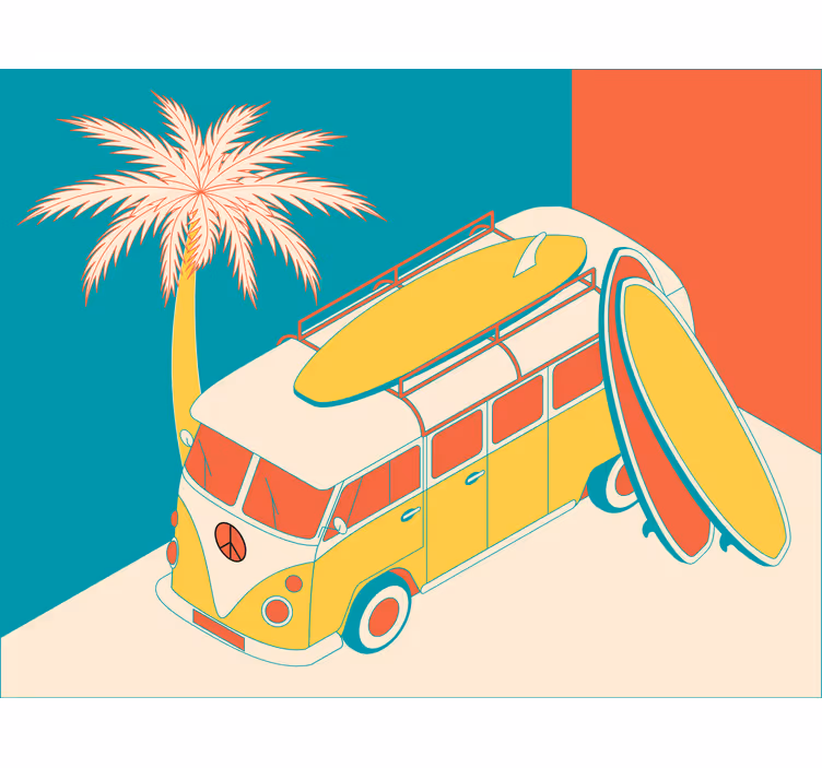 Blind bedroom hippy mini bus - TenStickers