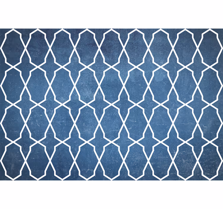 Blind bedroom white and blue wavy diamond design - TenStickers