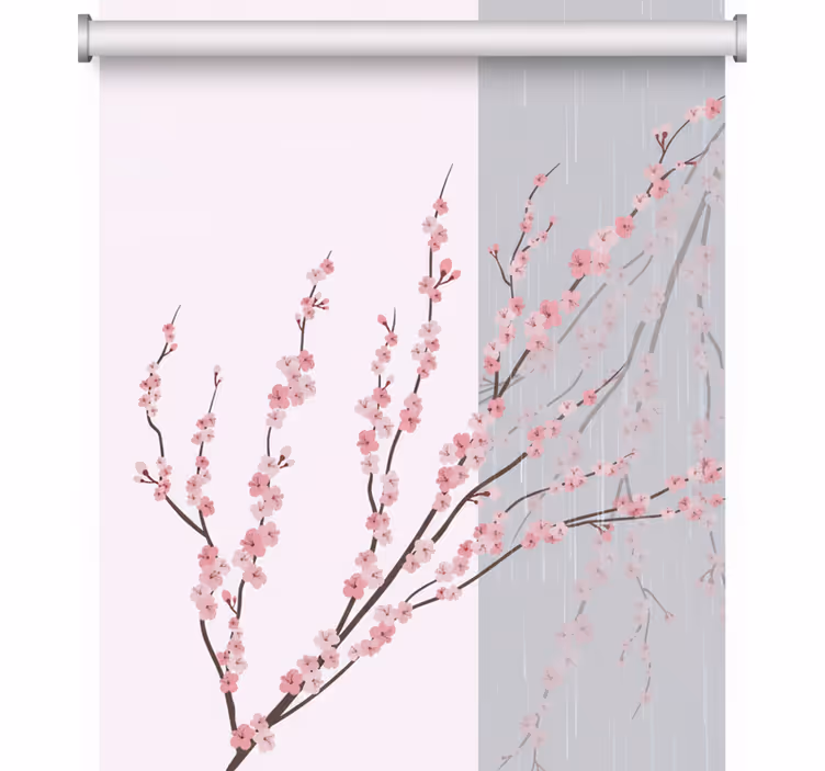 Aesthetic light color blooming blind bedroom - TenStickers