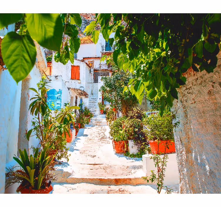 Blind bedroom in a charming floral mediterranean street - TenStickers