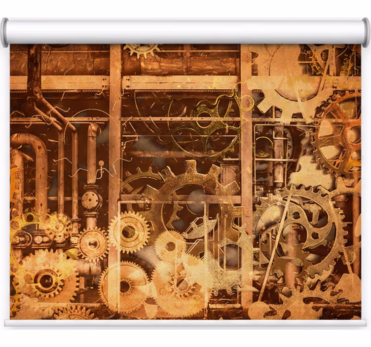 Blind bedroom retro 3d industrial gold pipes - TenStickers