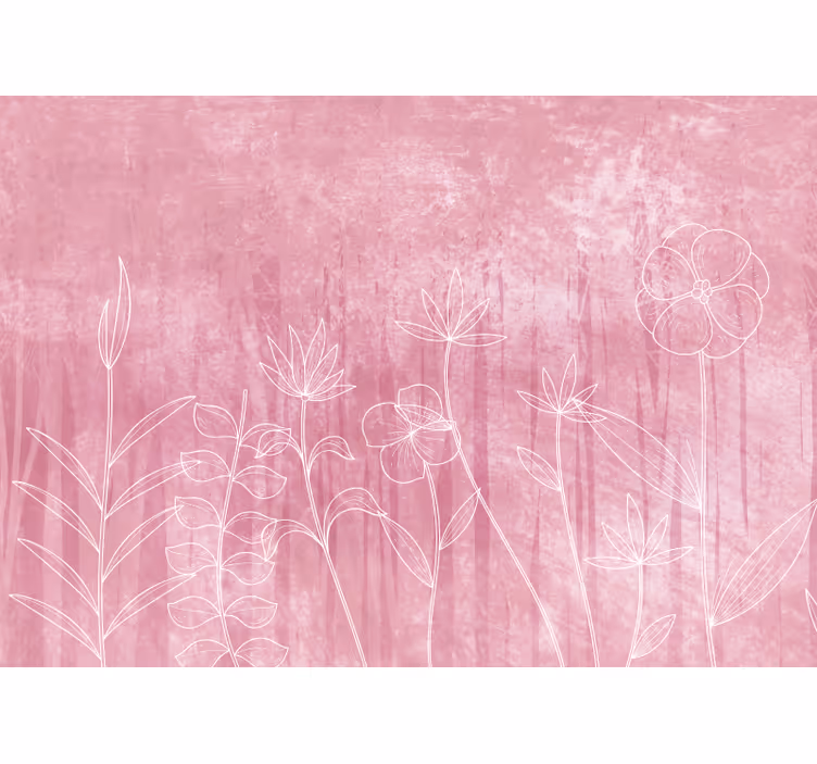 Blind bedroom in scandinavian pink meadow style - TenStickers