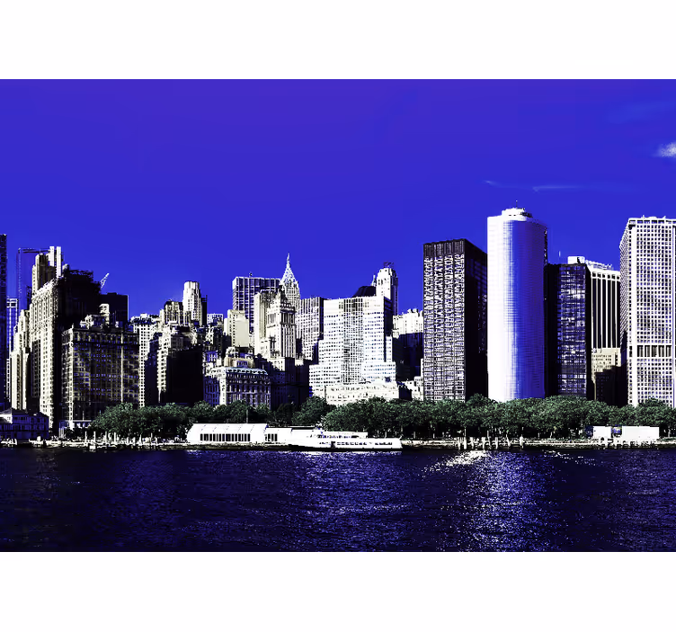 Blind bedroom evening view of manhattan skyscrapers - TenStickers