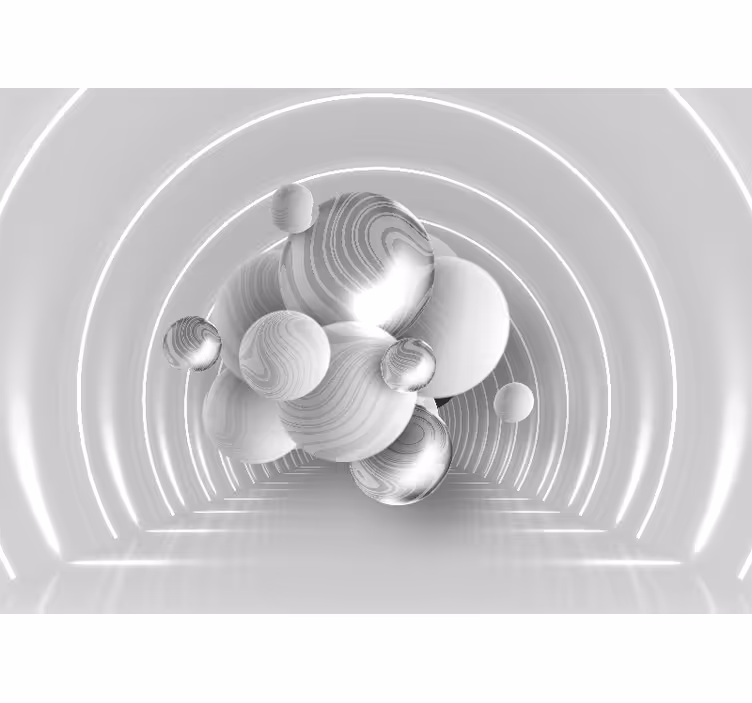 White window blind with white balls in a tunnel - TenStickers