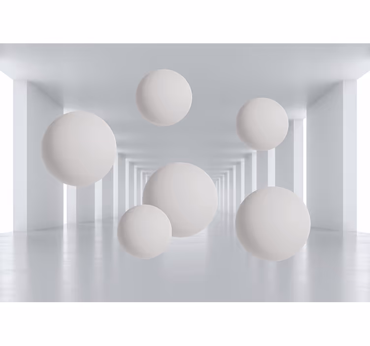 White window blind with spiky white spheres tunnel - TenStickers