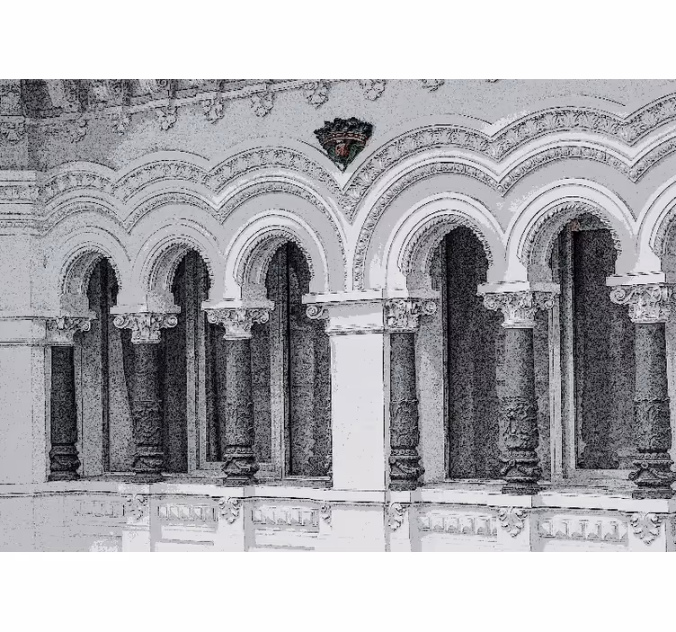 White window blind in old architecture 3d - TenStickers