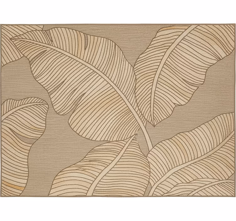 Living room blind beige big leaves design - TenStickers