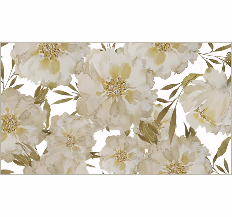 Living room blind white large flowers - TenStickers