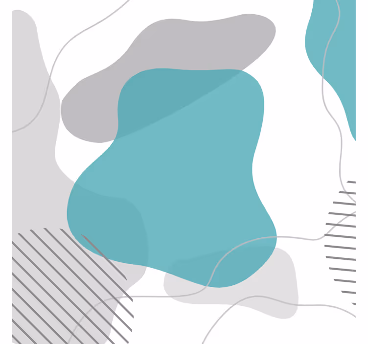 Living room blind with blue and green art forms - TenStickers