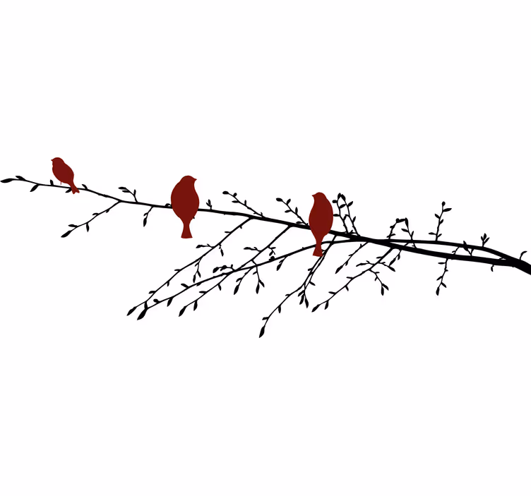 Blind bedroom with red birds on branch design - TenStickers
