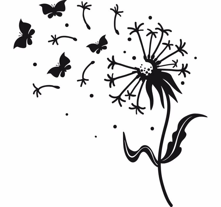 Blind bedroom dandelions and butterflies - TenStickers