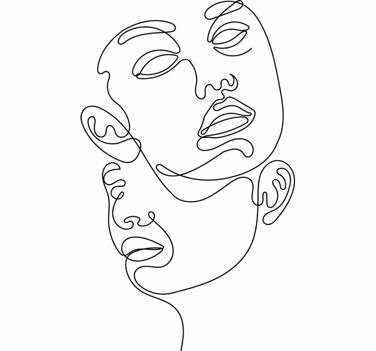 Blind bedroom abstract faces design - TenStickers