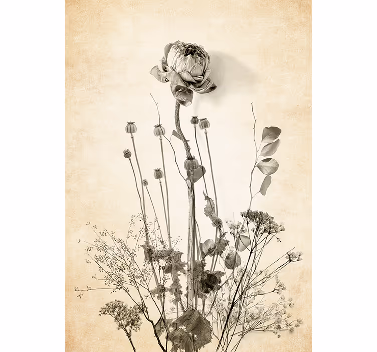 Blind bedroom floral arrangement on beige background - TenStickers