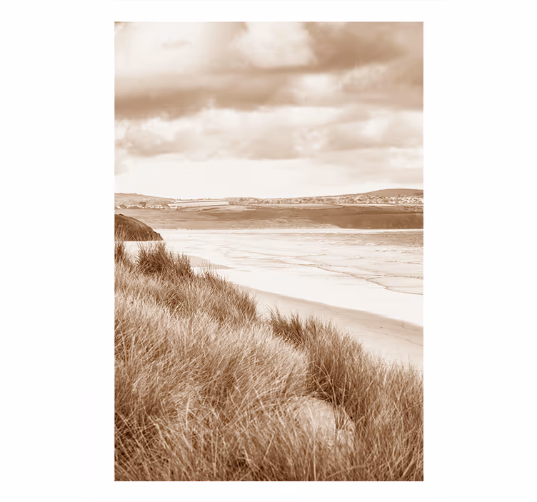 Blind bedroom coastal landscape in sepia tones - TenStickers