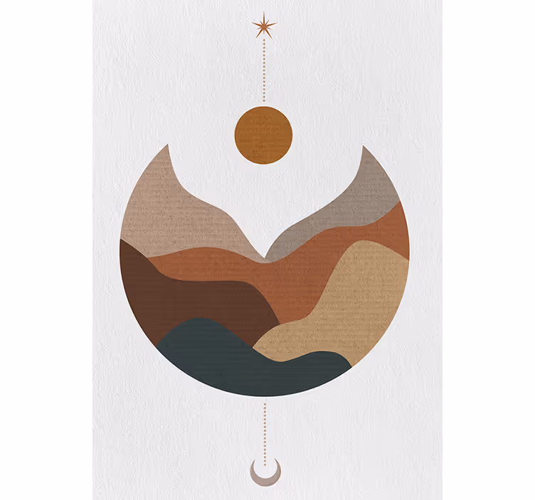 Blind bedroom minimalist sunset and mountains design - TenStickers