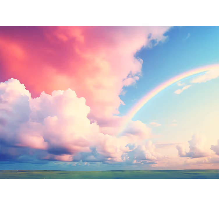 Blind children exploring a cloudy sky with rainbow - TenStickers