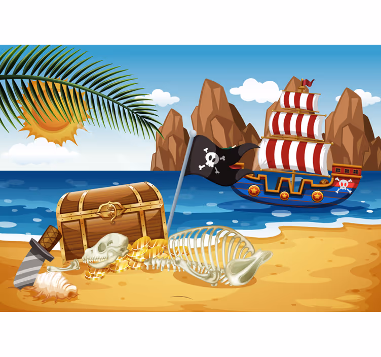 Blind children treasure hunt boat wall mural - TenStickers