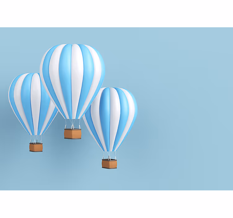 Blind children hot air balloon white and blue - TenStickers