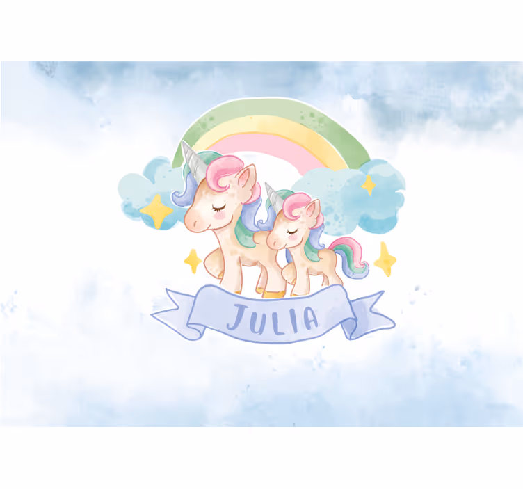 Blind children delight in joyful unicorns on a rainbow - TenStickers