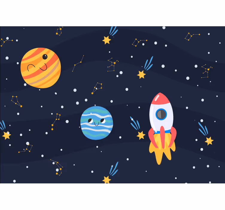 Blind children exploring a galaxy with spacecraft - TenStickers