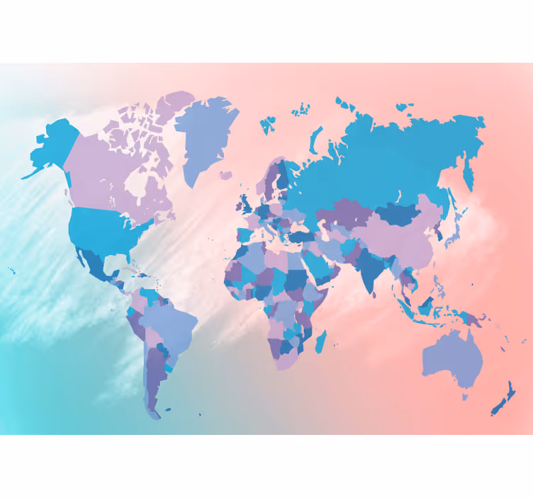 Blind children political world map in pastel shades - TenStickers