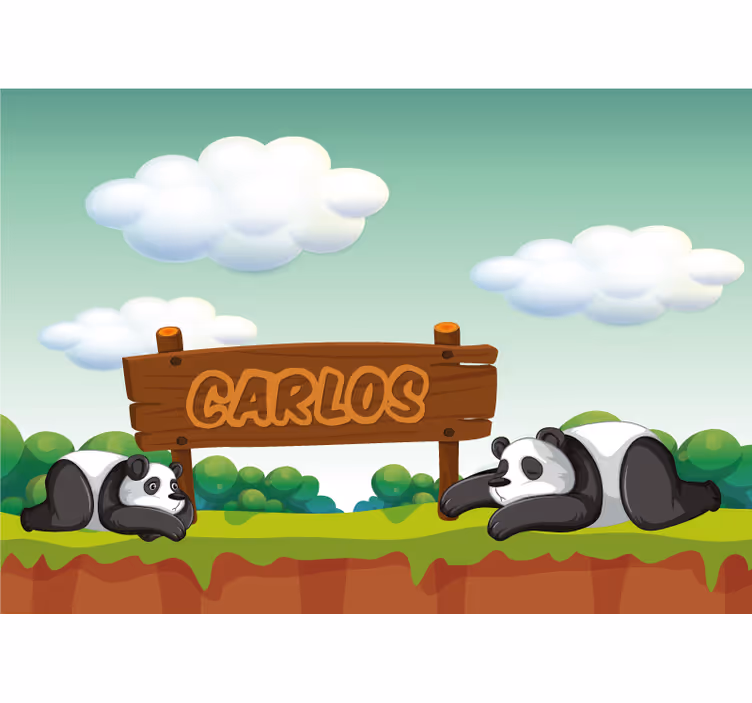 Blind children panda's room personalized name - TenStickers