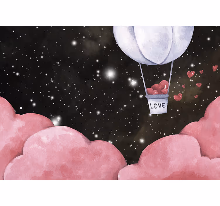 Blind children romantic illustration with hot air balloons - TenStickers
