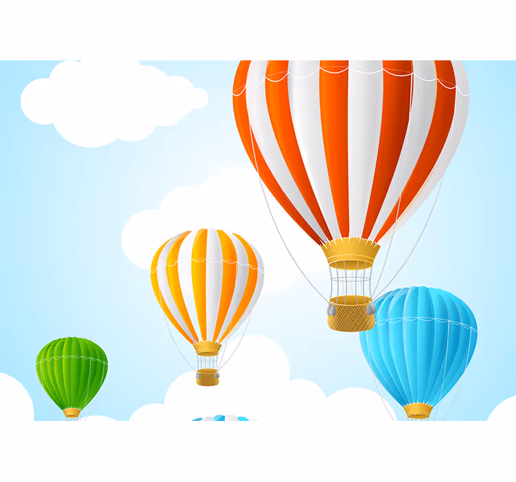 Blind children bright hot air balloon sky clouds - TenStickers