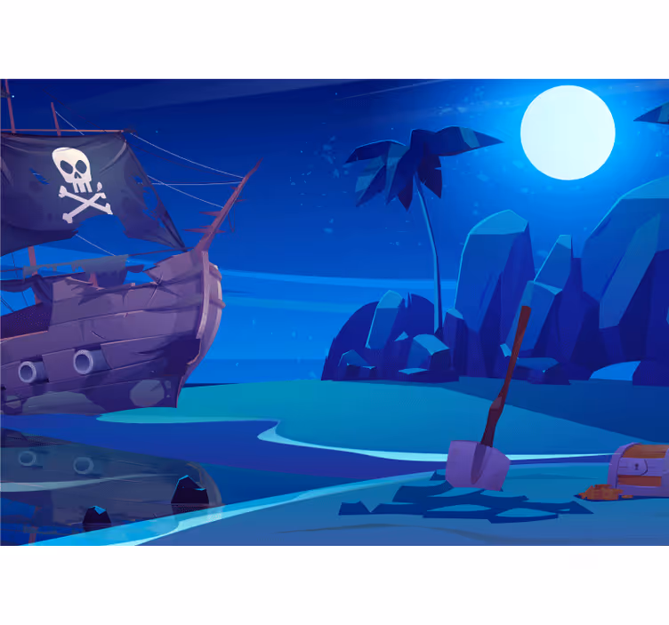 Blind children enjoy a cartoon pirate ship at night - TenStickers