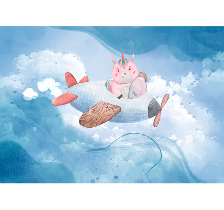 Blind children flying unicorn in the blue sky - TenStickers
