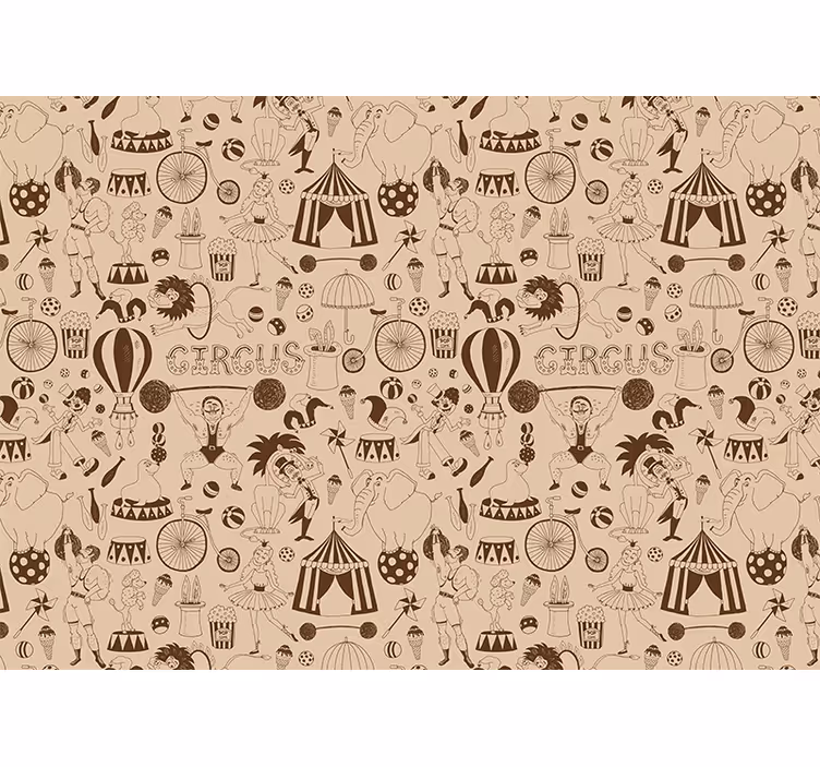 Blind children retro brown circus pattern - TenStickers