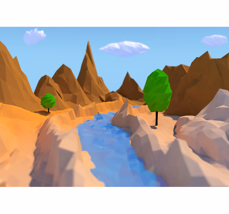 Blind children 3d illustration of mountain, forest, desert - TenStickers