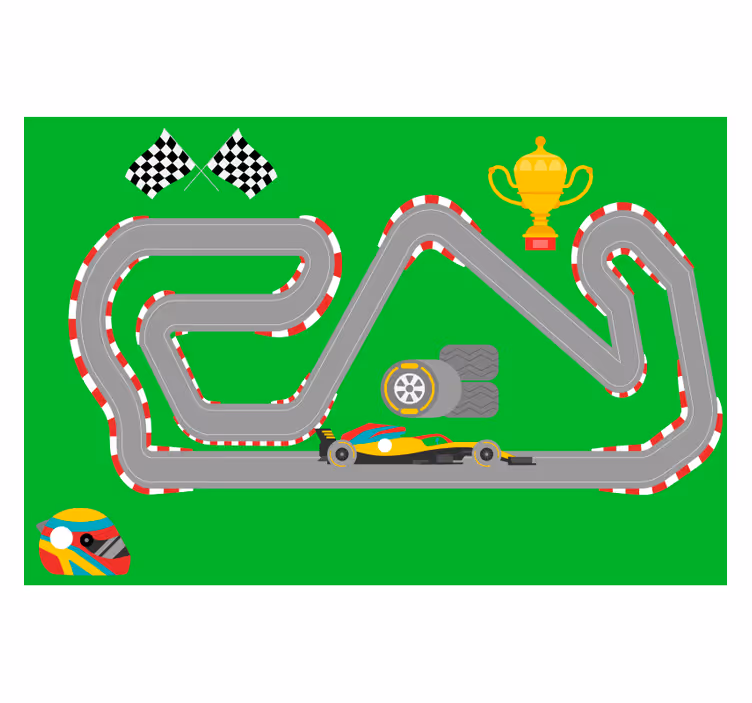 Blind children racing cars vinyl rug - TenStickers