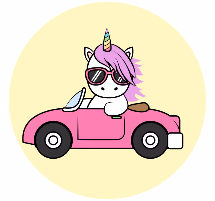 Blind children riding a cool unicorn - TenStickers