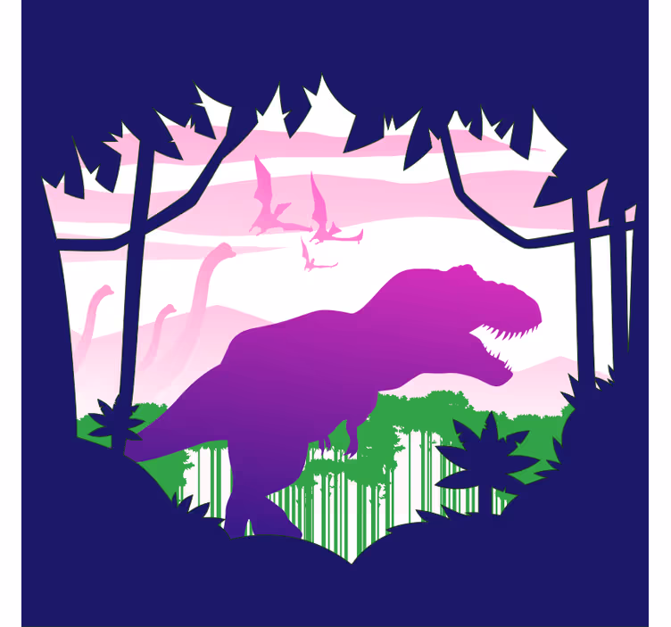 Blind children big dinosaur with birds vinyl rug - TenStickers